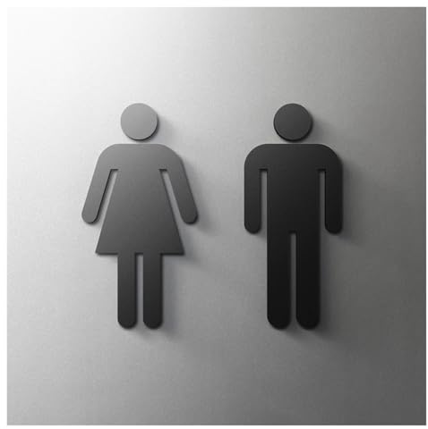 Male Female Toilet Signs, Unisex Toilet Signs 3D Arrow Plate Self-Adhesive Door Wall Sign Multicolor 18-25cm Width(15,Width 18cm)