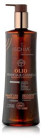 Ischia eau Thermale [500 ml.] Olio Da Massaggio Corpo Arancia E Cannella - 100% Naturale - Senza Solventi e Antiossidanti Sintetici - Nickel Tested