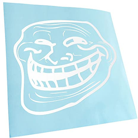 Kiwistar - Autoaufkleber - Weiß - Troll Face - Coolface 12 x 10 cm - Weiß - Aufkleber für Auto, Laptop, Fahrrad, LKW, Motorrad mehrfarbig