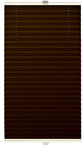DomDeco Plissee 55x120cm Braun mit weiß lackierten Alu-Profilen, KlemmFix-Halterung zur Montage ohne Bohren