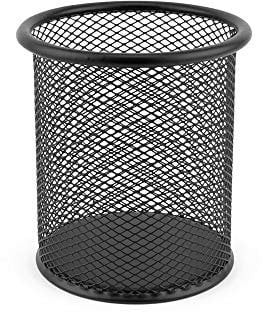 D.RECT Metall Stifteköcher | Stiftehalter rund aus Drahtmetall | Mesh Multifunktions Becher für Kugelschreiber Ø91 mm Schwarz