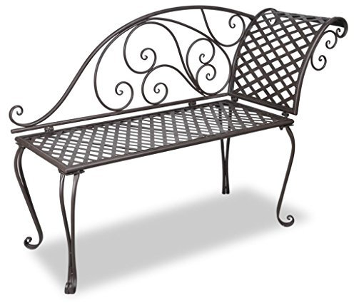 Tidyard Garten-Chaiselongue 128 cm Stahl Antik Braun