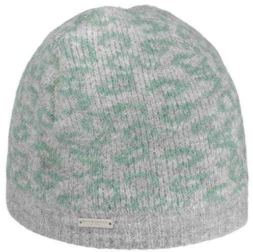 Seeberger Jacquard Leo Beanie Strickmütze Wintermütze Damenmütze Damen - mit Futter, Futter Winter Herbst-Winter - One Size grau