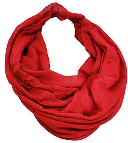 J26 Einfarbig Sommer Loop Glitzer Glitter Cotton Uni Rundschal Schlauchschal Stola Schal leicht Frühling (Rot)