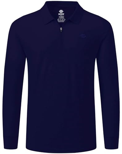 MoFiz Poloshirt Herren Langarm Polohemd Baumwolle Shirt Einfarbig Polo Golf Wintershirts mit Reißverschluss