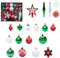 EXQULEG 58-teiliges Set Weihnachtskugeln, Plastik Christbaumkugeln Set, Bemalte Weihnachtsbaumkugeln Weihnachtsbaum Anhänger für Christbaumschmuck Weihnachtsdekoration (Rot Grün Weiß)