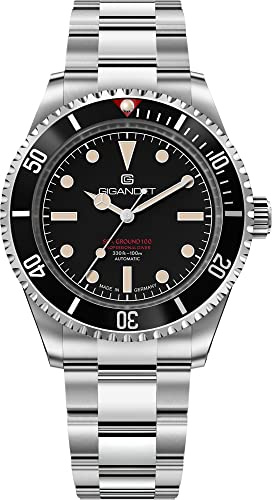 Gigandet Herren-Automatikuhr Sea Ground 100 Vintage - Made in Germany - Saphirglas - Swiss Super Luminova - Edelstahl - Taucheruhr - 100m/10bar wasserdicht - 40mm - G100-003M