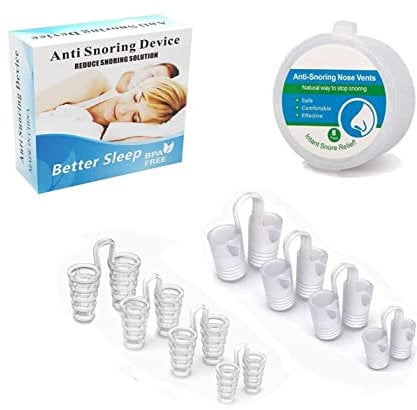 ANKM Lerkely Anti Schnarch Gerät, Anti Schnarch Nasenklammer Schnarchstopper aus weichem Silikon, Verbesserung der Atmung[8 Stück, 4 Größen ]