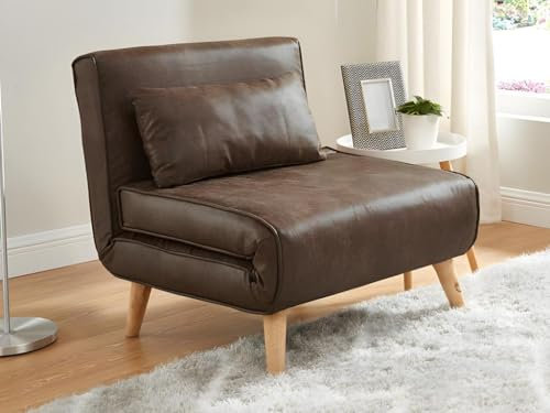 Vente-unique-Futonsessel - Microfaser - Vintage Look - Braun - POSIO