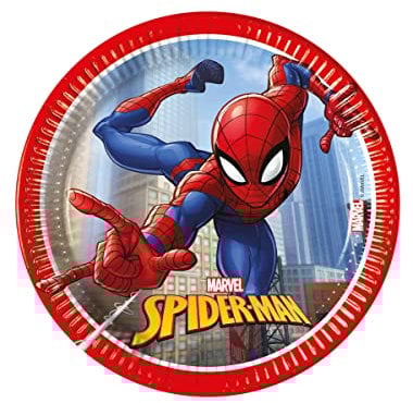 Procos 8 Assiettes en Carton Spiderman Fighter 20 cm - Bleu - Taille Unique