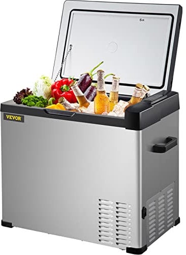 VEVOR Frigorifero Elettrico Portatile in Acciaio 30L per Auto, Campeggio, Mini Frigo a Compressore 60W per Barca Camion Uso Esterno e Interno 12V, grigio