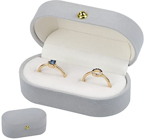 Schmuck-Etui für Ring, Ringschachtel Samt Hochwertige, Valentinstag Schmuckbox für Ohrringe, Hohl Etui für Verlobung, Heiratsantrag, Hochzeit (Grau)
