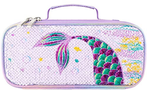 WERNNSAI Federmäppchen mit Meerjungfrau-Pailletten, wendbar, glitzernd, Meerjungfrauen-Federmäppchen für Mädchen, Kinder, Grundschule, Kindergarten, Schulbedarf, Geburtstagsgeschenk, violett,