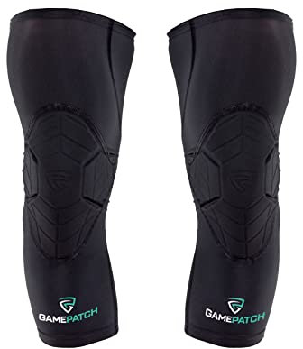 Gamepatch Knieschützer, Kompressionsmanschette, Gelenkschutz, stoßdämpfende Technologie, Herren, Damen, Kinder, Schwarz, Größe M