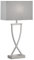 meineWunschleuchte Tischlampe Silber matt mit Stoff Lampenschirm Grau & LED - 51cm groß