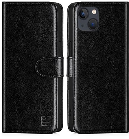 32nd Book Wallet PU Leather Flip Case Cover For Apple iPhone 14 (6.1), Design With Card Slot and Magnetic Closure - Black