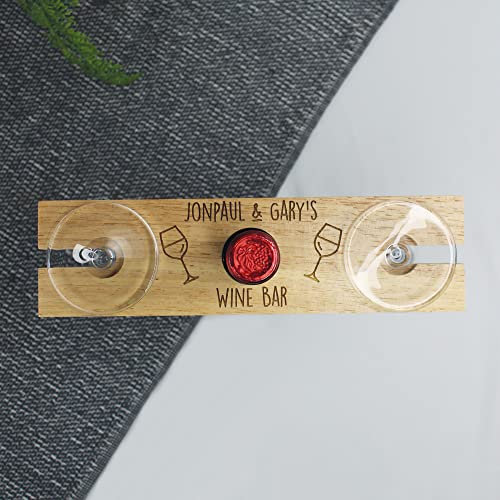 eBuyGB Personalised Wine Bar Butler, Wooden Bottle & Glass Holder Sever, Drinking Butler - New Home, Housewarming, Birthday Gift