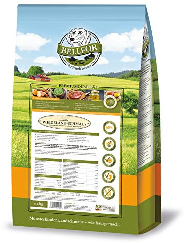 Bellfor Weideland-Schmaus Hochwertiges Getreidefreies Hundetrockenfutter mit Lamm und mit hoher Verdaulichkeit ohne tierische Nebenerzeugnisse (4 kg)