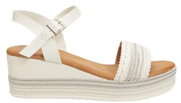 BATA Sandales pour Femme avec Talon compensé 6 cm en Corde et Strass