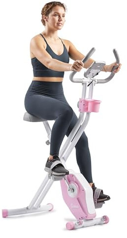 Sunny Health & Fitness Faltbares magnetisches X-Bike Pro, 135 kg Kapazität, stoßfest, 14-stufiger Widerstand, ergonomische Unterstützung, SunnyFit® App verbesserte Bluetooth-Konnektivität – P2320