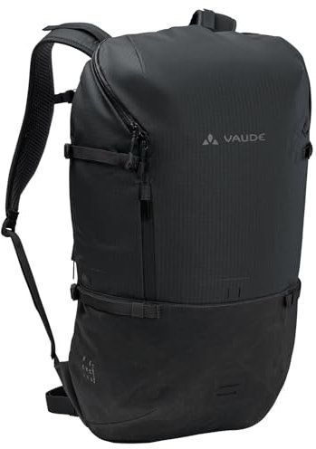VAUDE Cityrucksack CityGo II 30 Liter Schwarz, wasserdichter Rucksack Damen & Herren, leichter Daypack für Städtetrips mit Laptop-Fach, Rolltop Rucksack ideal für den urbanen Alltag