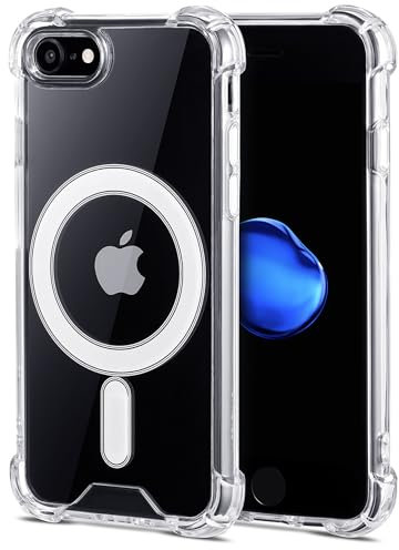 JProtect Magnetic Case for iPhone SE for MagSafe Case/for iPhone SE 3rd gen 2022 / 2nd gen 2020 / iPhone 8/7 / Clear Phone Shockproof Magnetic Cover for iPhone SE Case for MagSafe