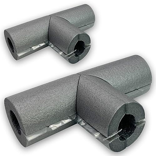 Rohrisolierung selbstklebend Grau Dämmung Isolierung Isolierschlauch Heizung Sanitär PE Isolierung Made in EU (2x T-STÜCK - 22 x 13 mm)