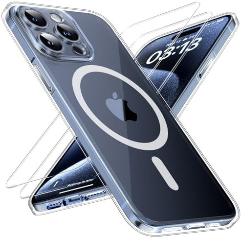 TOCOL Cover Magnetica per iPhone 15 Pro Max 6,7 Pollic, Compatibile con MagSafe, Protezione Fotocamera Integrata, Senza Ingiallimento, Trasparente