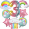 SPERMUOY Regenbogen deko kindergeburtstag Mädchen,Regenbogen Geburtstagsdeko Mädchen 3 Jahr,Regenbogen Wolken Geburtstags Dekoration Luftballons für Mädchen Geburtstag Deko