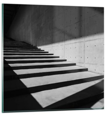 Bilder auf Glas 40x40cm Glasbild Industriell Die Architektur Treppe Klein Wanddeko Bild im Glas Schlafzimmer Küche Deko Wandbilder Dekoration Wohnzimmer Modern Wand Kunstdruck Art GAC40x40-5405