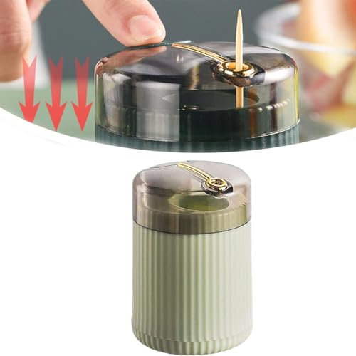 Automatischer Zahnstocherspender Toothpick Dispenser Tragbare Automatischer Pop-Up-Zahnstocherspender Zahnstocherbox Kreative Zahnstocherhalter Speicher für Heim Tabelle Restaurant Küche (Hellgrün)