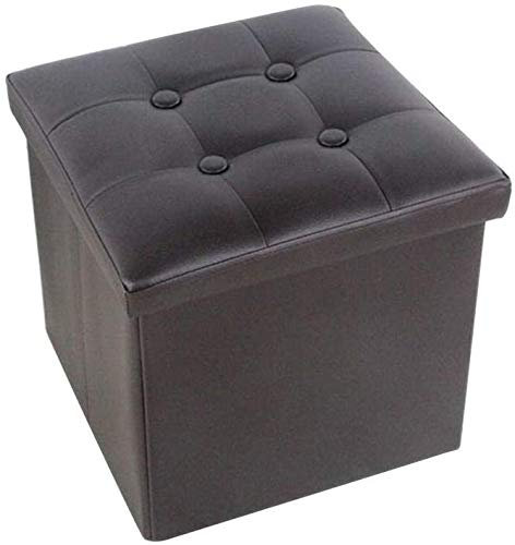 GArcan Hocker, Fußhocker, zusammenklappbare Aufbewahrung, Kunstleder, Würfel-Fußstütze, Hocker, getuftete Aufbewahrungsbox mit Deckel für Wohnzimmer/Braun