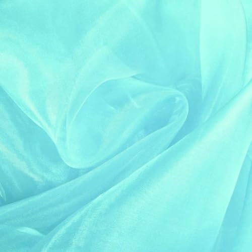 TOLKO Organza Stoffe zum Nähen Meterware | Hauch Zart, Fein, Durchsichtig | zum Dekorieren Basteln 145cm breit | leichter Glanz Stoff für Gardine Vorhänge Tischdecken Deko Schals (Türkis)