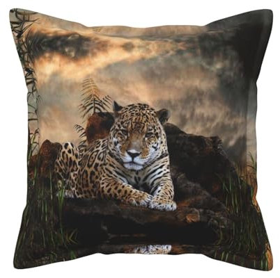 JONGYA Afrikanisches Tier-Leoparden-bedrucktes Leder-dekoratives Kissen mit exquisitem Design, weich und bequem