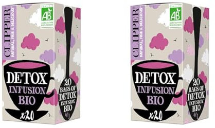 CLIPPER - Infusion Bio Détox - Saveur Fruits Rouges - 20 Sachets d'Infusion Bio - 2 paquet