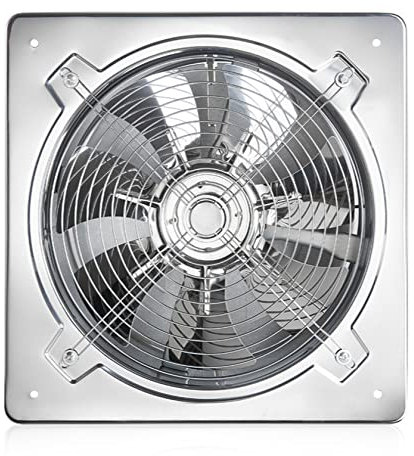 Exhaust Fan 6/8 inch Exhaust Fan, Stainless Steel Wall Window Mounted Vent Fans, Strong Ventilation Fan with Automatic Check Valve for Bathroom Kitchen Ventilation Fan (Color : 8inch, Size : US)
