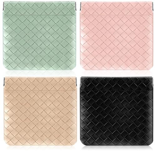Ptwola 4 PCS Small Makeup Bag for Purse Mini Leather Travel Portable Zipper Makeup Pouch Cosmetic Bag Toiletry Bags for Women Girls Coin Change Purse Lipstick Cosmetic Accessories Organizer