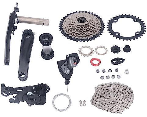 HELEVIA 10-Gang-Fahrradgruppe, 42 Zähne, Schwungrad, Fahrradschaltsatz, Kurbelschalthebel, Schaltwerk, Kettensatz (34T Kettenblatt)