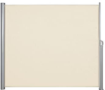 Home Trends® Seitenmarkise 180 x 400 cm – Beige, ausziehbar, 280g/m² Polyester, Wind- & Sichtschutz, Aluminiumrahmen für Balkon, Garten, Terrasse