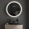 GOQELK Round LED Bathroom Mirror, 600mm Reinforced Glass,Illuminated Wall Mounted Vanity Mirror with Demister, Anti-fog Large Circle Makeup Mirror, 3-Color Dimmable LED Light, IP44