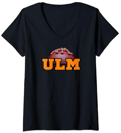 Damen Ulm Basketball Fan Support Schwaben Stadion orange weiss T-Shirt mit V-Ausschnitt