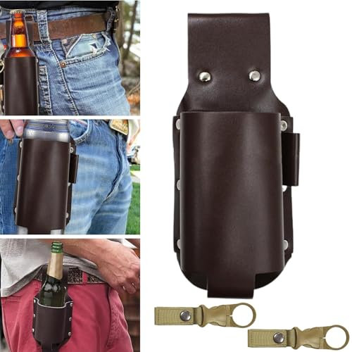 Porte-bière, porte-bière, ceinture de bière, ceinture en cuir avec 2 pinces en nylon, porte-bouteille, cadeau pour ami, père, collègue, barbecue
