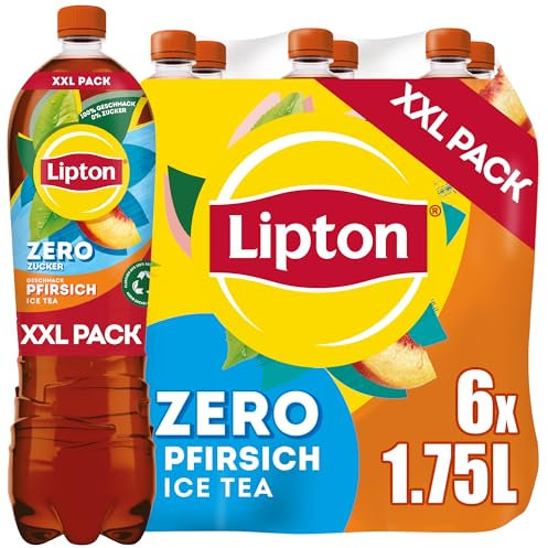 LIPTON ICE TEA Zero Peach – Zuckerfreier Eistee mit Pfirsich Geschmack, EINWEG (6 x 1.75 l)