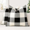 JOTOM 2er Set Buffalo Plaid Kissenbezüge, Dekorative Weich Plaid Wurf Kissenbezug Moderne Kissenhüllen Sofakissen Dekokissen Zierkissenbezug für Wohnzimmer Schlafzimmer Deko (45x45cm, Weiß+Schwarz)