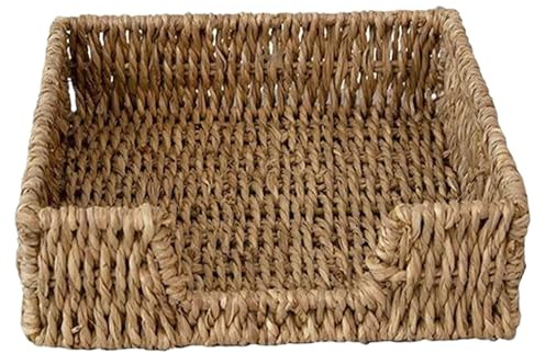 Napkin Holder,Water Plants Napkin Holder Rattan Napkin Holder, Handmade Wicker Tray,Wicker Napkin Holder for Kitchen, Dinner,Napkin Holders for Kitchen 7.87x7.87x2.76