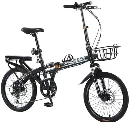 QXIWAOE Faltrad 20 Zoll 7-Gang-Antrieb für Erwachsene, Leichter Rahmen aus Kohlenstoffstahl, faltbares Fahrrad mit Scheibenbremsen, geeignet für Erwachsene Männer und Frauen, Teenager