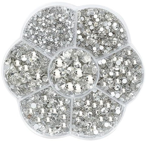 JOZMMZEOOA 3000PCS Diamantes para Manualidades 7 Tipos Destello Hotfix Diamantes Brillantes Manualidades Rhinestones Pedreria Cristal Hotfix,para Adecuado Regalos Artesanales Ropa Zapatos (Plata)