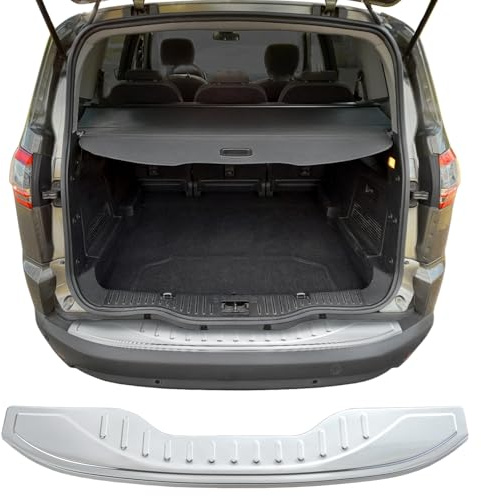 RECAMBO Ladekantenschutz Edelstahl kompatibel für Ford S-Max | WA6 | BJ 2006-2014 - matt gebürstet mit Textur - Styling und Schutz für die Stoßstange