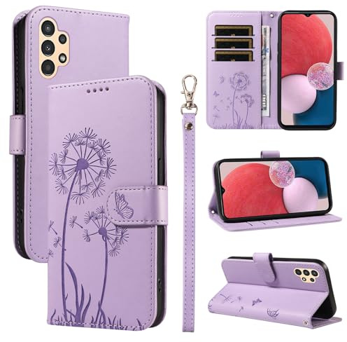 Bravoday Handyhülle für Samsung Galaxy A04s / A13 5G / 4G Hülle, Premium PU Lederhülle Klappbar Tasche Klapphülle mit Magnet Kartenfach Standfunktion Schutzhülle für Galaxy A04s / A13 5G, Violett