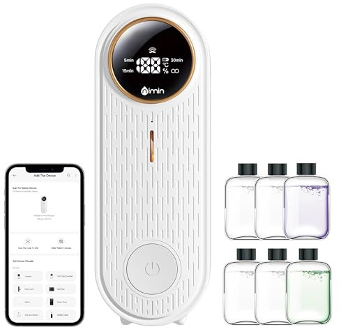 Aroma Diffusor mit App & Timer - Ultraschall Wasserlos Technologie - 6 ätherische Öle gratis - Temperaturdisplay - für Zuhause/Büro/Schlafzimmer (JD01)